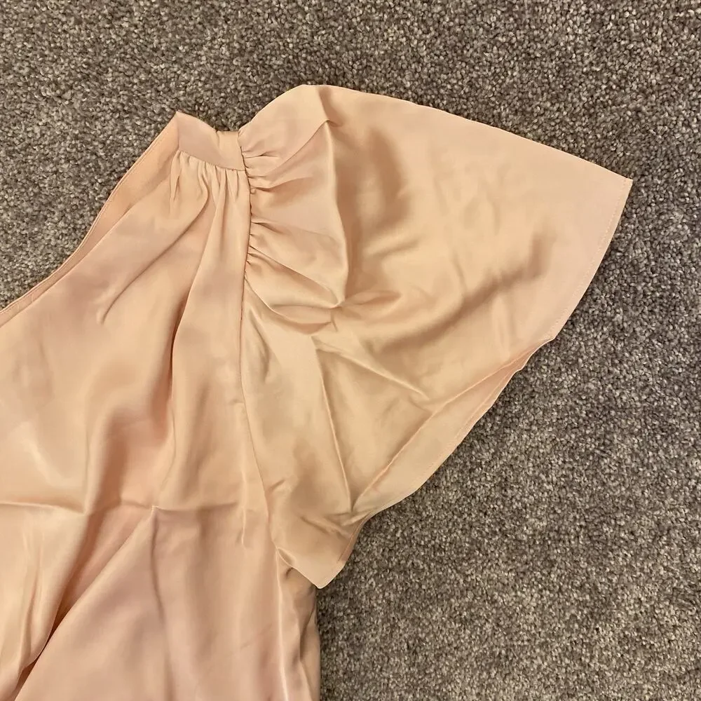 Express Women's Satin One Shoulder Tie Waist Top Pale Pink Size XS - NWT $64 - Picture 7 of 16